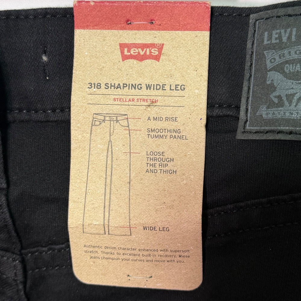 Levis 318 Shaping Wide Leg Jeans Darkest Sky Indigo High Rise Stretch 30 Womens - Picture 8 of 10